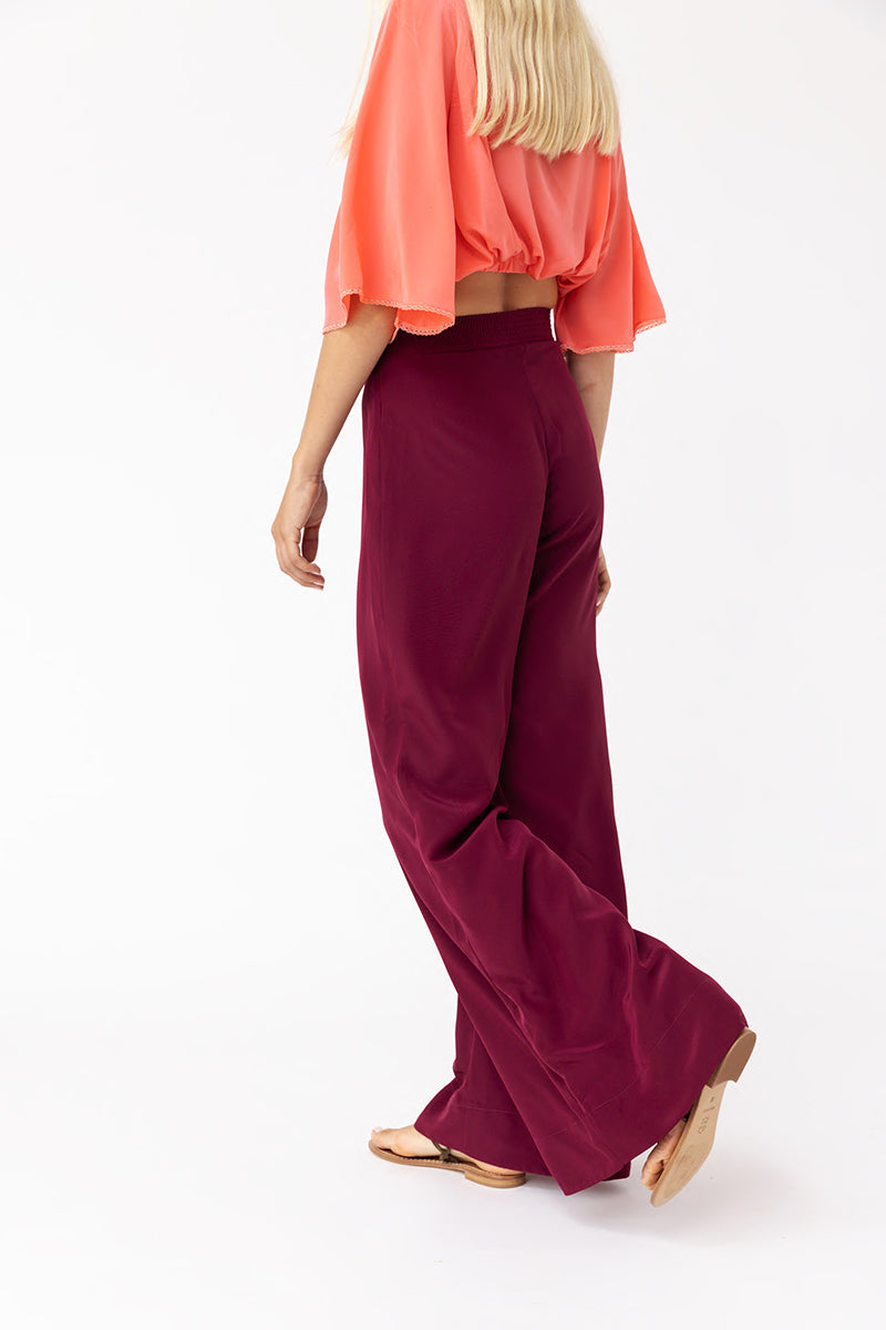 Wide Flare Burgundy Pants