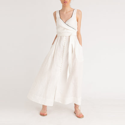 Wrap Linen Midi Dress