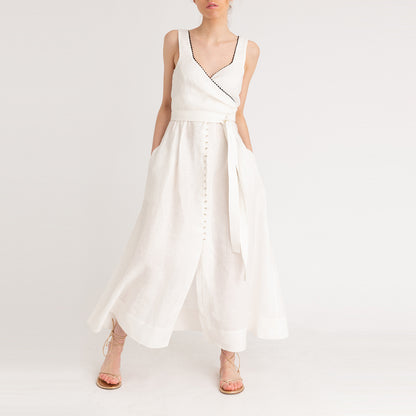 Wrap Linen Midi Dress