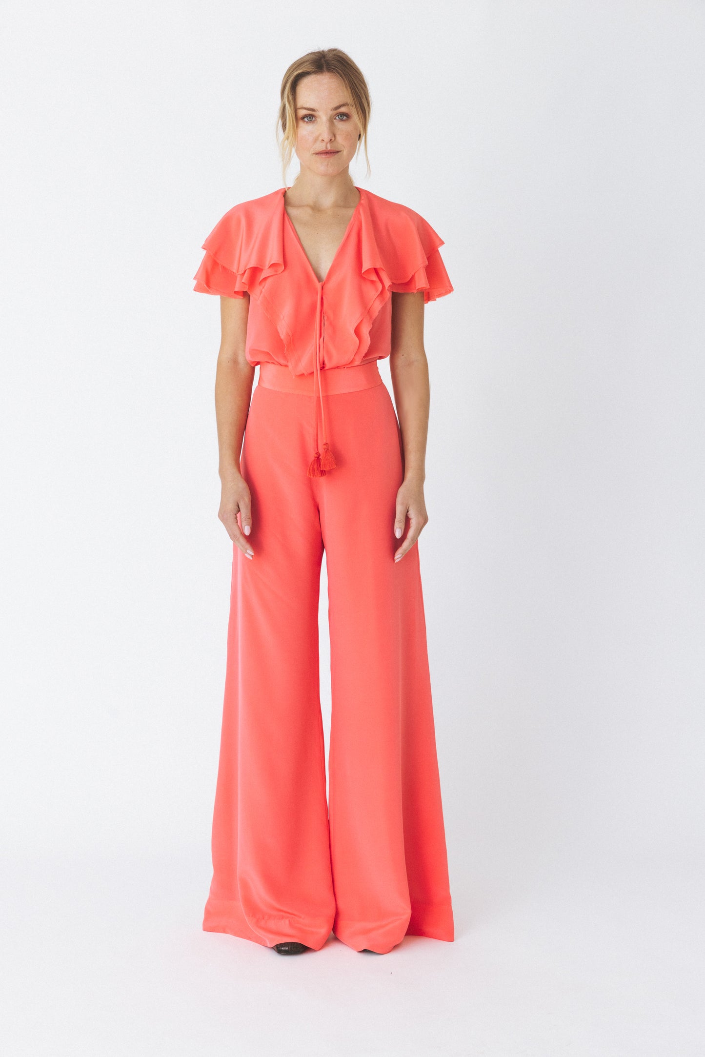 Crepe de Chine Orange Pants