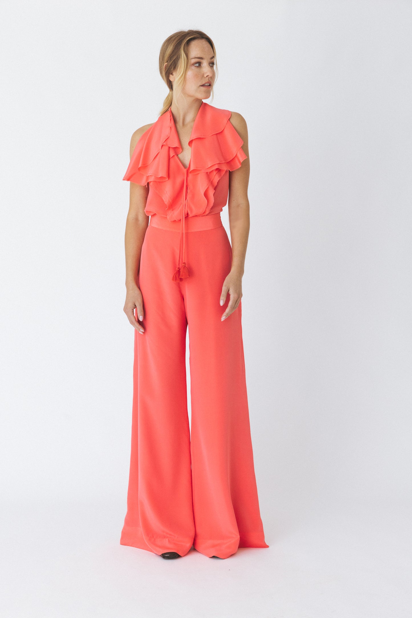 Crepe de Chine Orange Pants