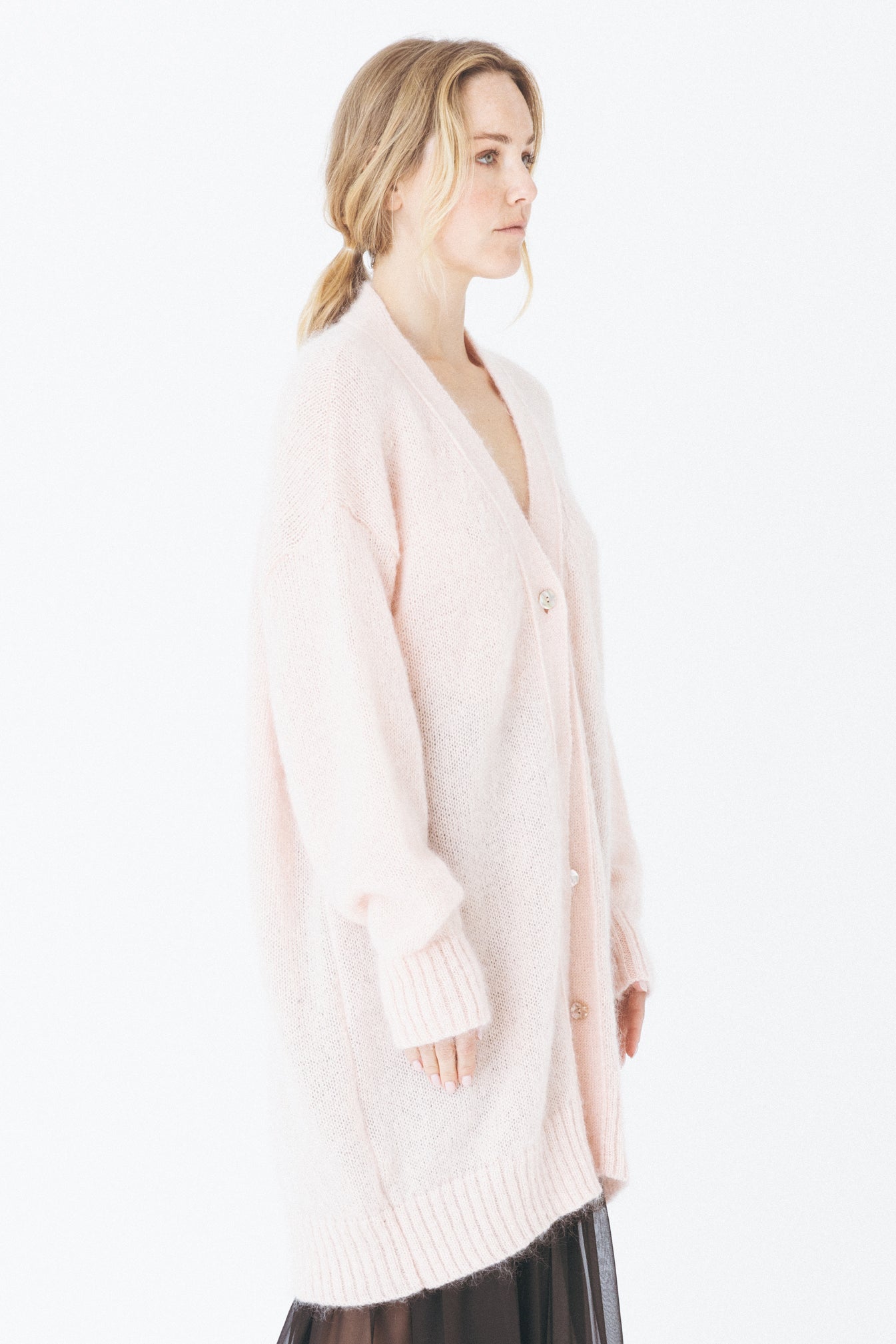 Oversized Rose Mohair-Blend Cardigan