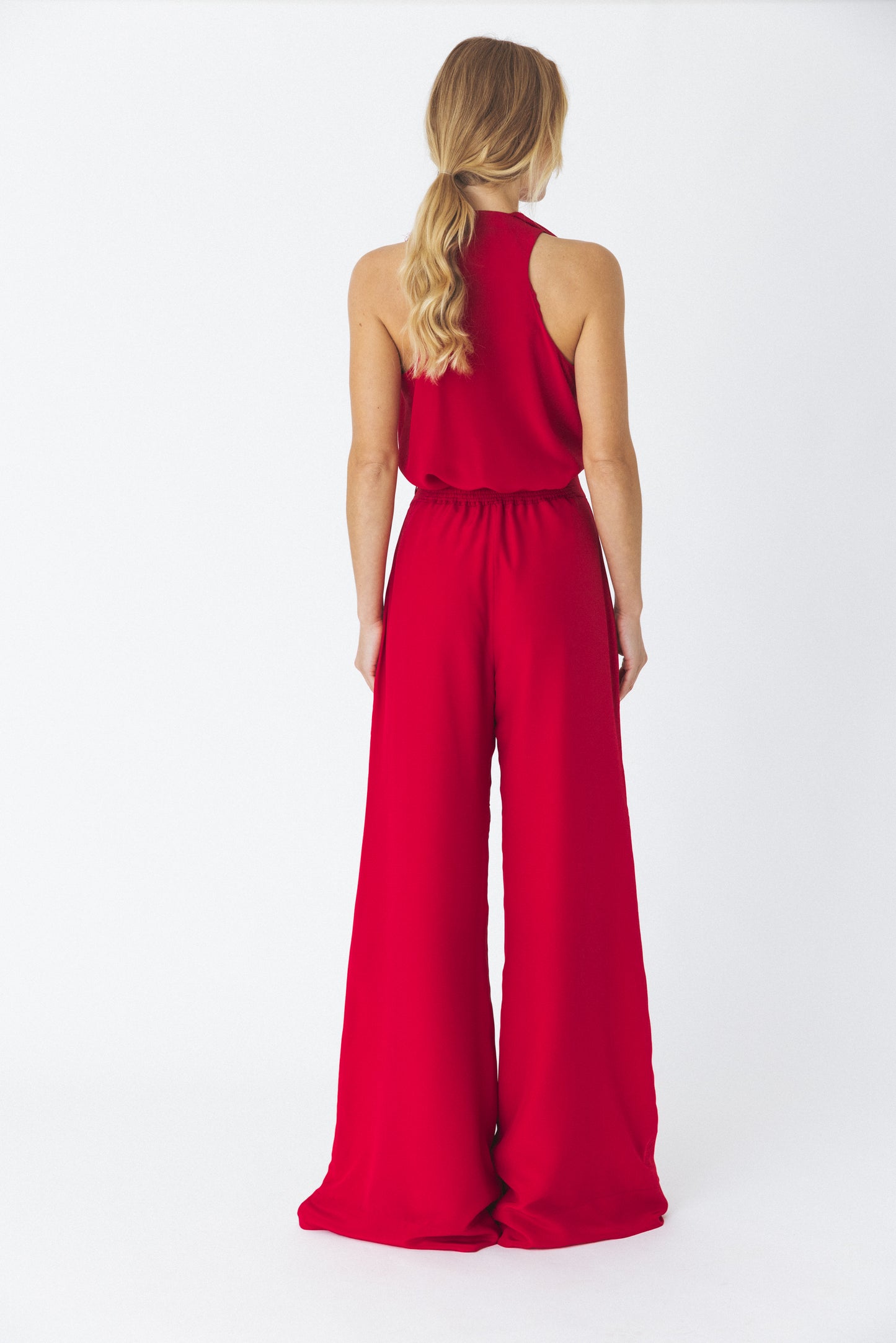 Crepe de Chine Red Pants