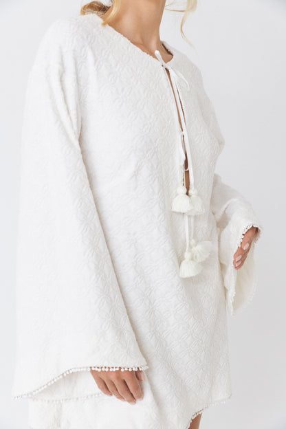 Cotton Terry Jacquard Poncho