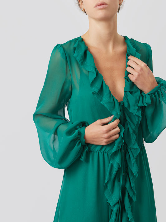 Ruffled Green Maxi Dress