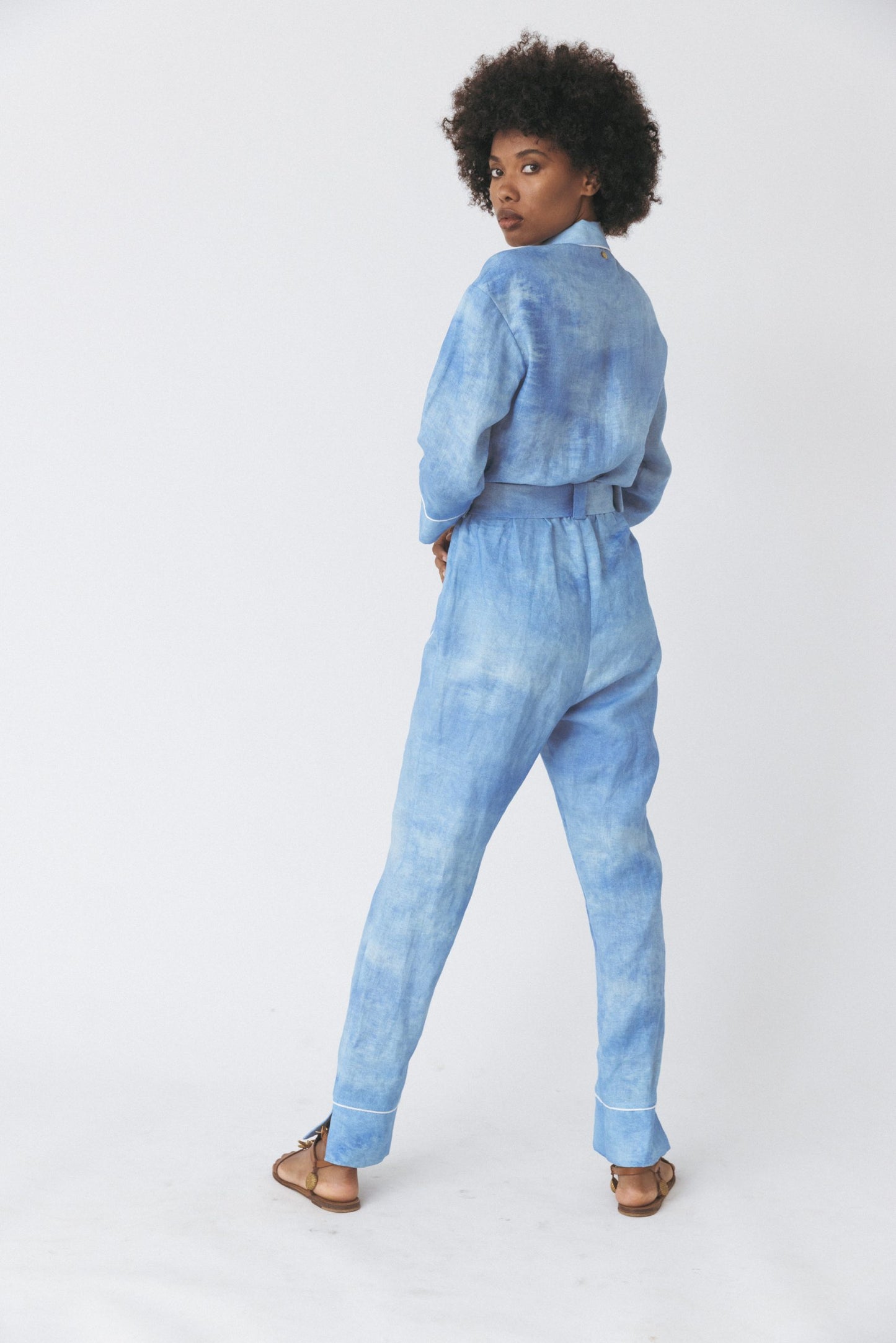 Linen Jumpsuit Blue